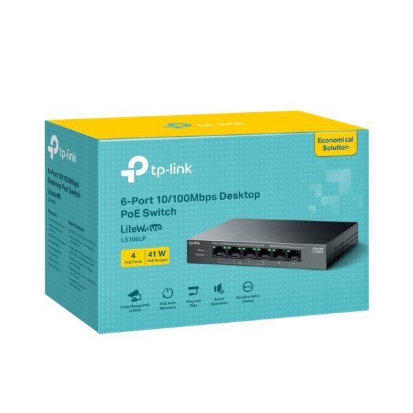 TP-Link LS106LP Desktop Switch 4 Ports PoE 10/100Mbps + 2 Port 10/100Mbps 41W