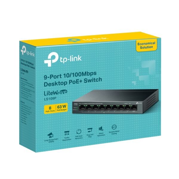 TP-Link LS109LP Desktop Switch 9-Port 10/100Mbps Desktop Switch with 8-Port PoE+ 63 W